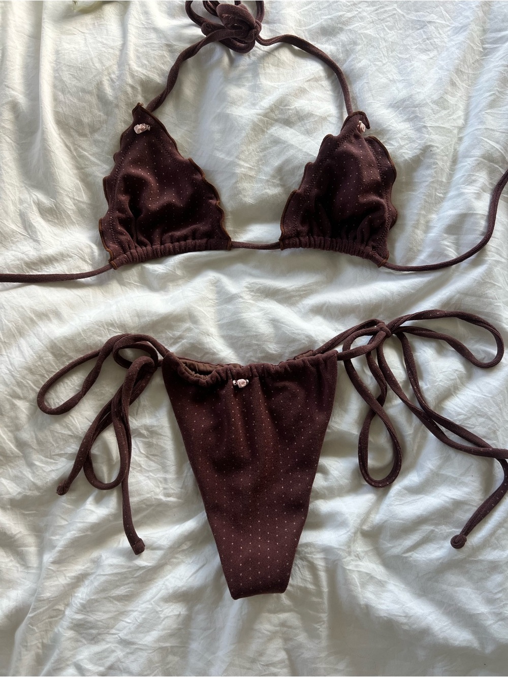 Frankie’s Bikinis Terry Tie Bikini Set in Chocolate